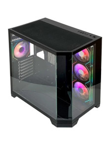 L-Link Nova ATX - Vidro temperado contínuo - 4 ventoinhas RGB - USB 3.0 - Preto