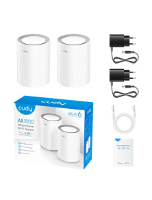 Cudy M1800 - Pacote com 2 unidades de sistema Wi-Fi 6 Mesh AX1800 Dual Band - 1201 Mbps em 5 GHz, 574 Mbps em 2,4 GHz