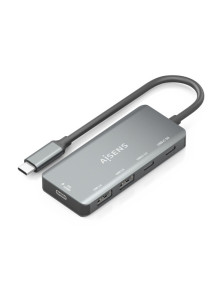 Hub Aisens USB-C 3.1 - USB-C PD 100W/2xUSB-C/2xUSB-A 2.0 - 15cm - Cor Cinza
